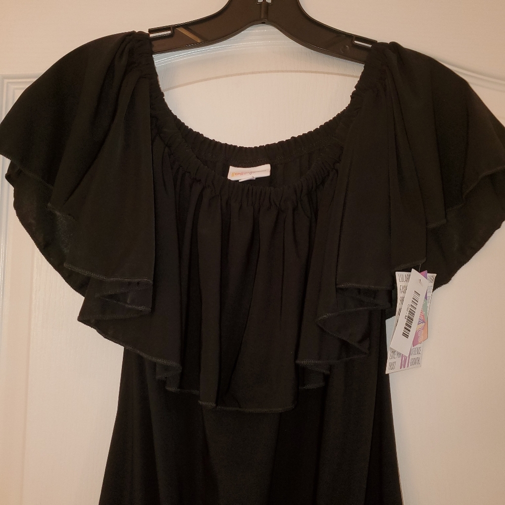 🚫SOLD🚫LuLaRoe M Sz Solid BLACK SLINKY  Cici Dress NWT - Picture 4 of 7